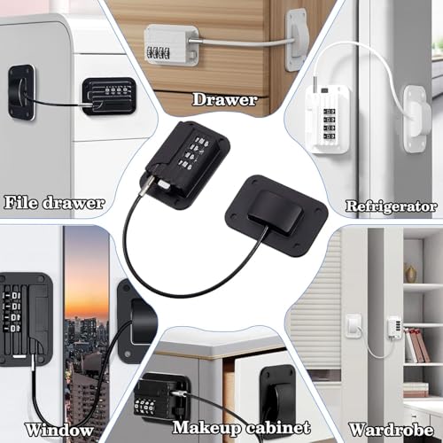 Image of Refrigerator Fridge Freezer Door Lock with Password, Child Proof Door Lock for Kitchen Refrigerator, Cabinets and Drawers, Closets, Windows, Doors-No Tools Need or Drill (Pack of 2)