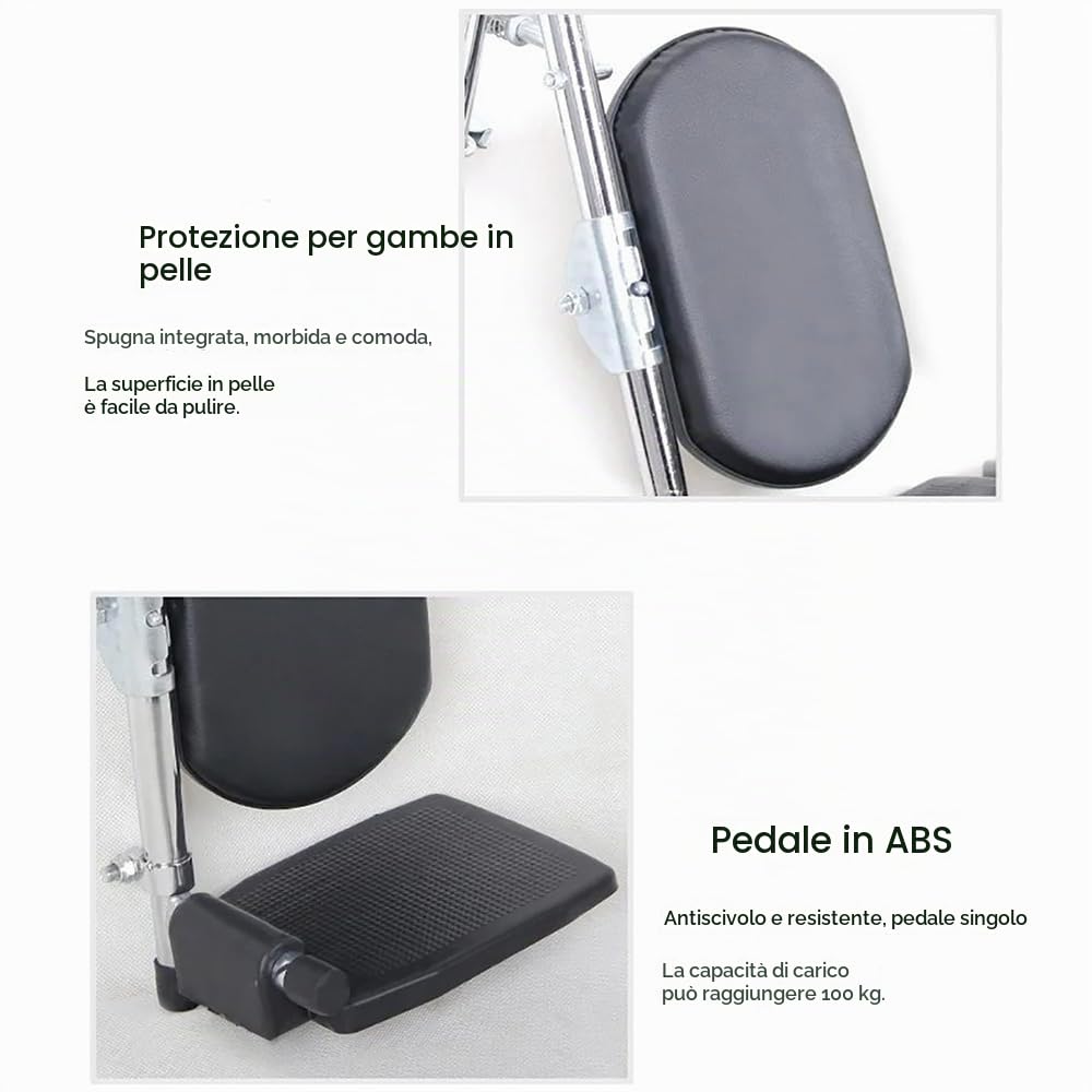 Poggiapiedi Regolabili per Carrozzine (Coppia)|Portata 100kg/pedale|Regolazione 40-70cm altezza & 90°-180° angolo|Montaggio rapido,per gli utenti di sedie a rotelle e il personale di assistenza