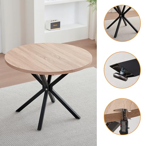 Juego de comedor moderno de madera natural con mesa de 100 cm y sillas tapizadas 4