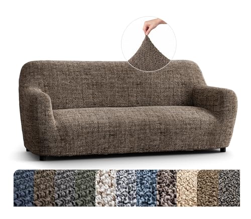 Paulato BY Ga.I.Co. Sofa Slipcover - Stretch Couch Cover - Stylish Cushion Sofa Cover - Soft Polyester Fabric Slipcovers - 1-Piece Form Fit Washable Protector For Pet - Microfibra - Vittoria Brown