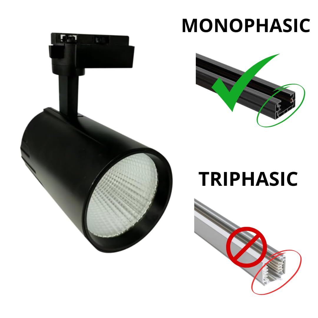 Faretto LED Da Soffitto A Binario 30W JANDEI | 4200K Bianco Neutro | 3000 Lumen | Per Negozi, Vetrine, Uffici | Alluminio - Foto 7