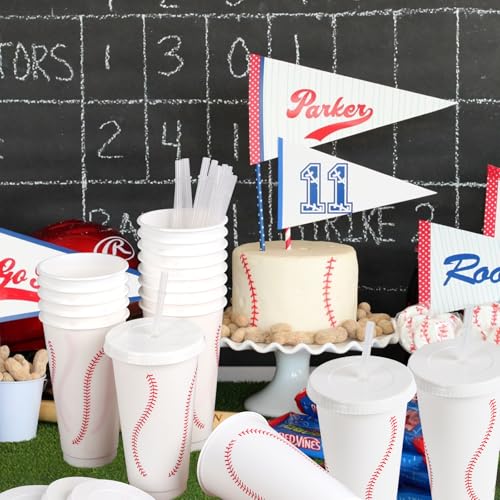 Hxezoc 16 Pieces Plastic Baseball Cups Reusable Cute Party Cups 24 oz Sports Party Gifts for Baseball Game Sport Birthday Party Decoration Supplies by Hxezoc - Image 6