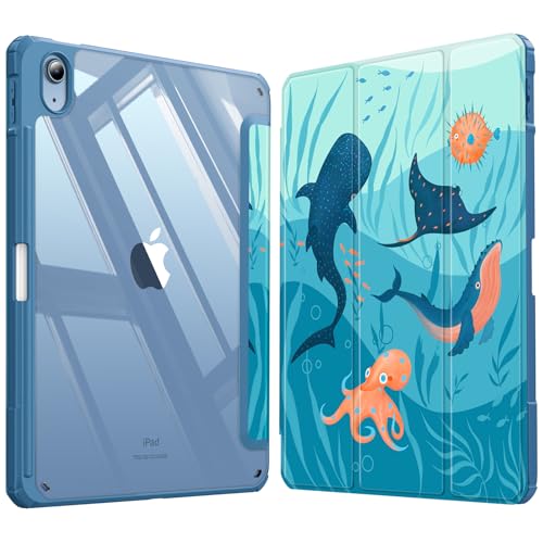 Fintie (フィンティー) ハイブリッド スリムケース iPad (A16) 第11世代 11インチ(2025) iPad 第10世代 10.9インチ(2022) 用 - 耐衝撃カバー クリア透明バックシェル&ペンシルホルダー付き ブルーオーシャンの商品画像（Amazon）