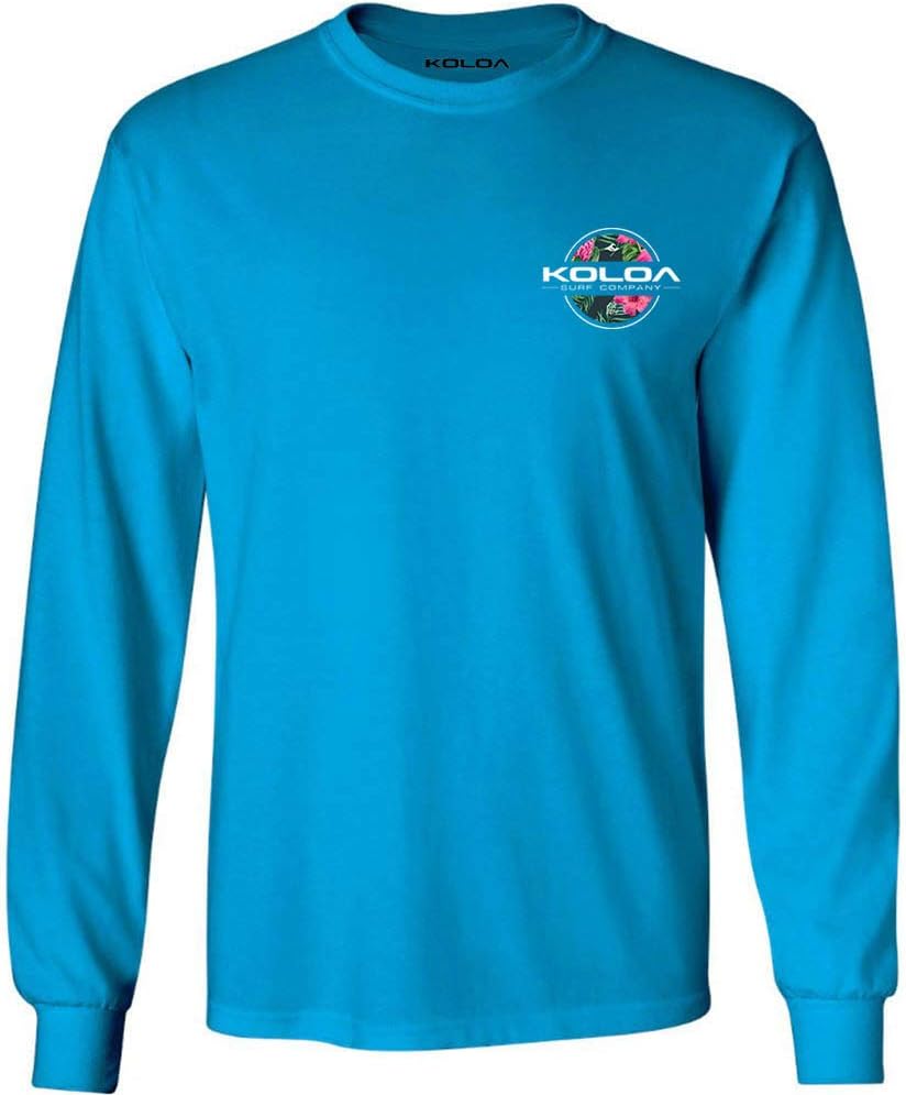 Koloa Surf Hawaiian Flowers Logo Long Sleeve Heavy Cotton Tee in Reg, Big and Tall