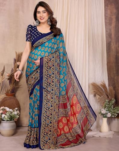Image of Yashika Women's Georgette Saree with Blouse Piece for Traditional Ethinic Wear Sari