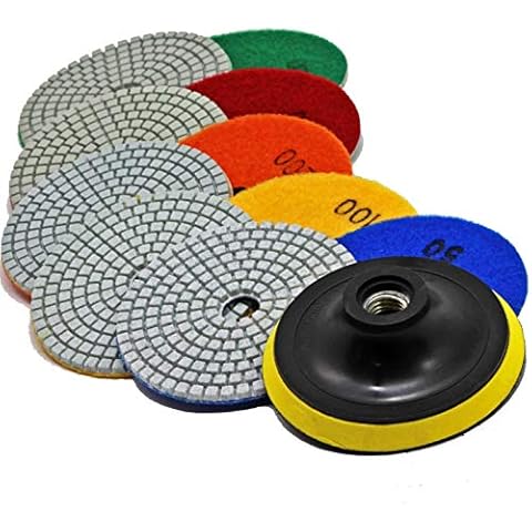 Stadea PPW176E Diamond Polishing Pads 4 Inch Wet Dry Set for Concrete Travertine Terrazzo Glass Marble Granite Quartz Stone Polishing Cover