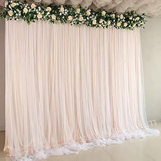 Atongham Bridal Shower Wedding Ceremony Backdrops Champagne Tulle Chiffon Backdrop Curtains Newborn Baby Shower Backdrop Photo Booth Background Photography