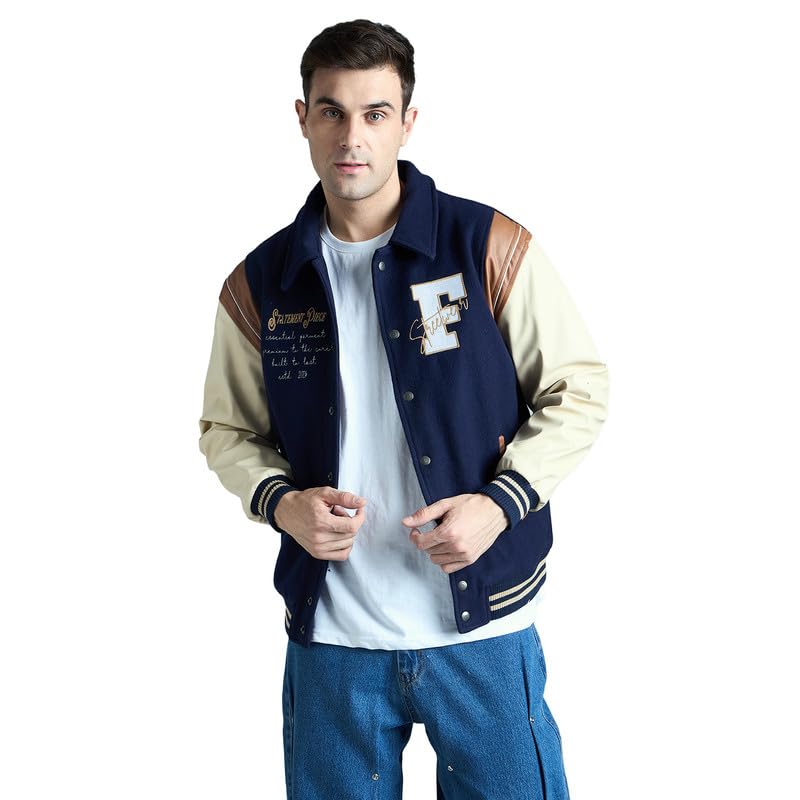 極美品　ADEAM　Varsity Jacket　42595　ネイビー　S Buy FUGAZEE Navy Statement Woollen Varsity Jacket for Men | PU