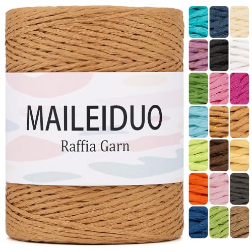 Raffia Yarn for Crochet Bags Raffia Ribbon for Gift Wrapping 2mm X 328 Yards Raffia String Paper Ribbon Yarn for Sun Hat Beach Bag Crochet Crafting DIY Crafts