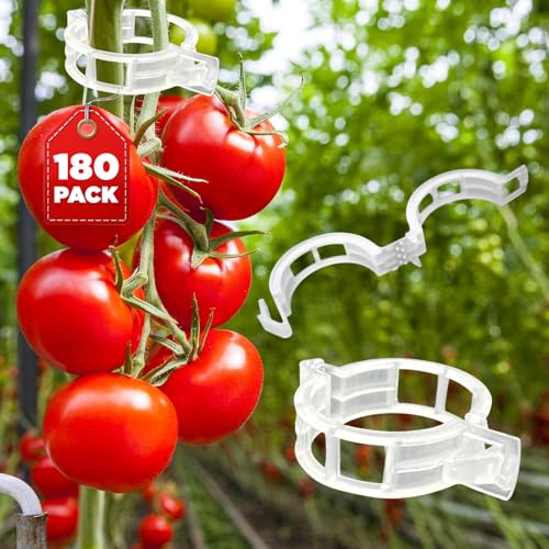 180 Pcs Plant Support Clips Clear Plastic Trellis Clips Garden Clips Vegetable Clips Vine Tomato Clips for Plants Support Plant Clips for Climbing Plants to Grow Upright & Healthier - RamPro