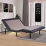 Adjustable Bed Base Wireless Remote Independent Head and Foot Bed Incline Max 850LB Heavy Duty Adjustable Bed Frames with Mattress Retainer Bar/USB Ports/Side Bag/Flat Button, Quick Assembly, Queen