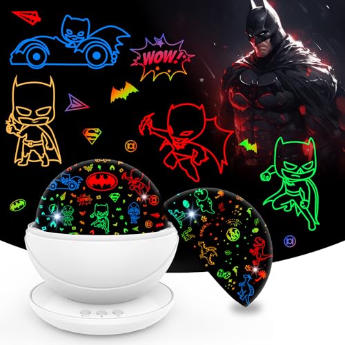 Image of VANSHINIEER Batman Night Light Projector for Boy,Kids Night Lights with Batman and Dinosaur Theme,360 Degree Rotation,15 Mode Color Changing,Birthday Gift Toys
