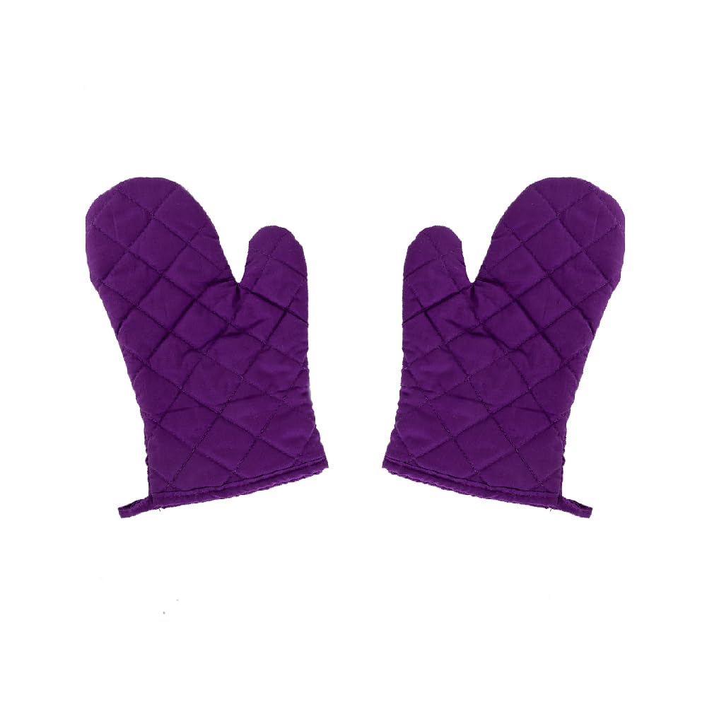 2 Pcs Oven Gloves, Heat Resistant Kitchen Baking Mitts with Hanging Loop, Non-Slip Cooking Gloves for Grilling Microwave Pizza - Purple