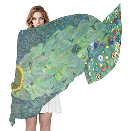Scarfs for Women Gustav Klimt Farm Garden Sunflowers Lightweight Sunscreen Shawl Head Wraps3