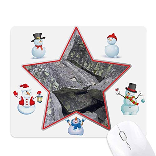 Tapis de souris grand format motif bonhomme de neige et pierre sombre décorative
