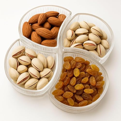 Image of Glassbunny Elegant 4 Dry Fruit Bowl Set Premium Glass Bowl for Dry Fruit Stylish Bowl for Home & Gifting 240ml