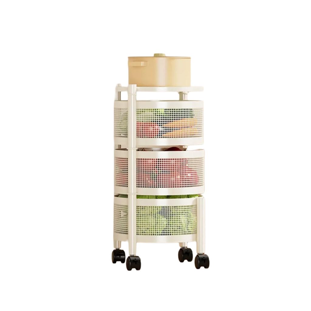 Carro De Servicio con Ruedas Carro De Libros Móvil con Cestas De 360°, Carro Metálico De 3/4/5 Niveles para Cocina, Baño, Lavandería, Carro Estrecho,Weiß b,3stufig