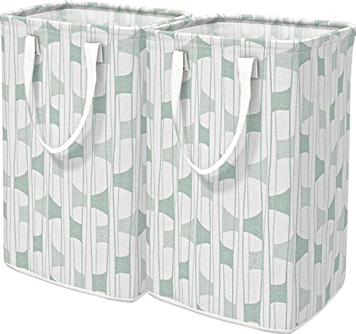 Image of HMSOFTEST 2-Pack Laundry Basket, 75L Large Waterproof Freestanding Laundry Hamper, Foldable Tall Clothes Hamper with Extended Reinforced Handles for Clothes Toys in the Dorm and Family-Gradient(Green)