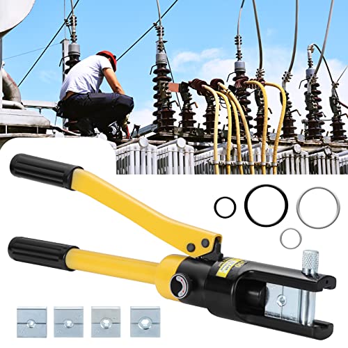 Miniatura 4 de Hseamall Herramienta De Crimpado Hidráulico De 16 T, 13 Matrices, Terminación De Batería Eléctrica, Crimpadora Hidráulica De 8-300 Mm