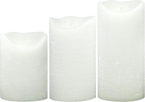 Juego de 3 velas sin llama parpadeantes (3 pulgadas de profundidad x 4 pulgadas de alto, 5 pulgadas de alto, 6 pulgadas), velas LED de cera real con