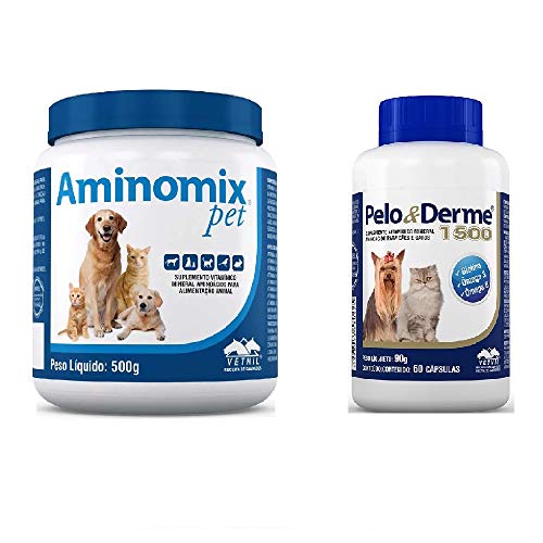 Combo Aminomix Pet 500g + Pelo E Derme 1500mg 60cps