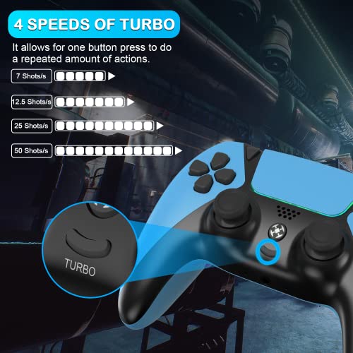 Topad Ymir Wireless Remote For Ps4 Controller,Blue Gamepad Control For Playstation 4 Controller, Upgraded Elite Pa4 Controllers With Vibration, Turbo And 2 Remappable Back Buttons (2023 New Modded) #TOP3