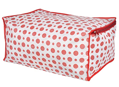 Image of Kuber Industries Dot Printed Foldable, Lightweight Non-Woven Saree Cover /Organizer With Tranasparent Window- Pack of 4 (Pink)-46KM0481