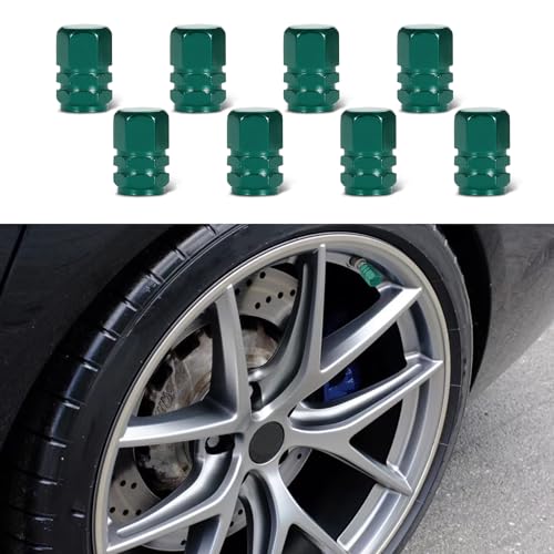 deemars 8 Pack Tapas de Válvula para Llantas de Coche, Tapas de Válvula de Rueda de Coche Impermeables, Tapones de Válvula de Plástico con Sello de Goma Universal para Camión Motocicleta (Verde)