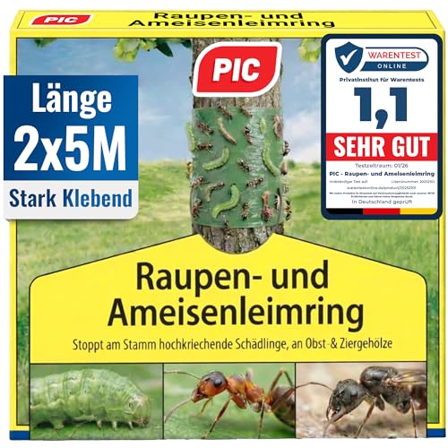 PIC Leimringe für Obstbäume selbstklebend - 10m Baumleimring Leimring gegen ameisen & Raupenleim für Obstbäume Stammschutz für Obstbäume gegen Ameisen & Frostspanner Baumschutz