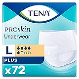 TENA ProSkin Plus Disposable Underwear Pull On with Tear Away Seams Large, 72633, 72 Ct