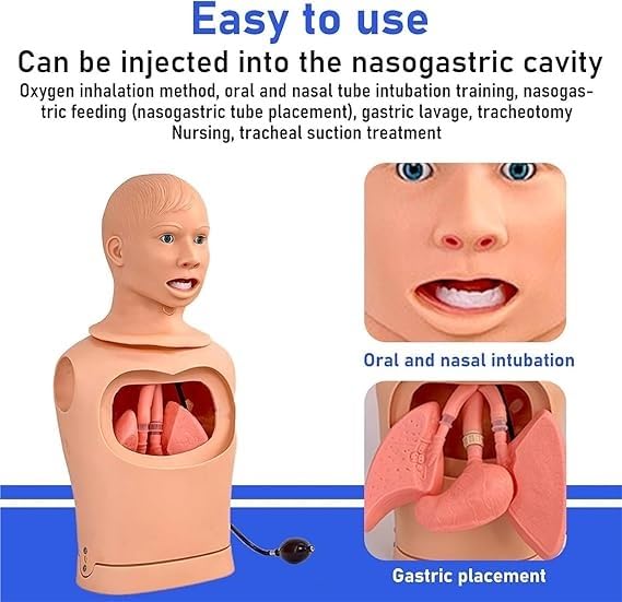 Intubacyjny model pielęgnacji nosowo-żołądkowej i tchawicy, pomoc dydaktyczna, symulator tracheostomii płukania żołądka