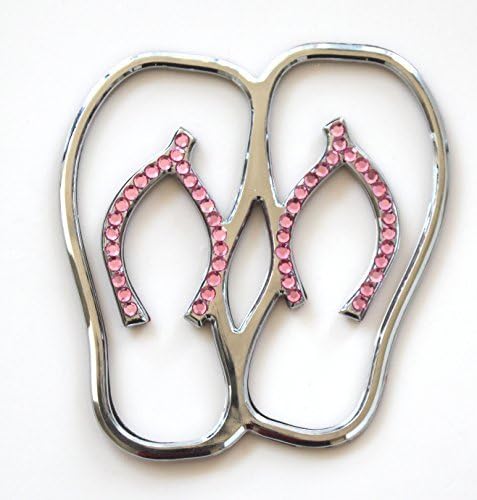 Bling PINK ~ HULA FLIP FLOPS ~ Chrome plated AUTO DECAL Sparkle Sign made w/Swarovski Crystals