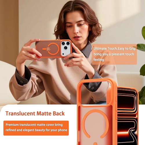 Image of Magnetic for iPhone 17 Pro Phone Case, [Compatible with MagSafe], Screen Protector X1, [Military Grade Drop Protection],Matte Finish,Slim,Shockproof,Protective (Orange, 17 pro)