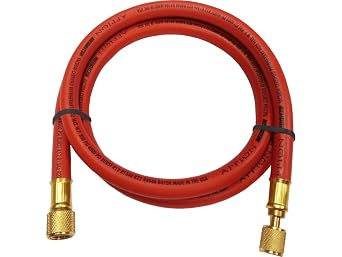 خرطوم تبريد Appion MH380006EAR بقطر 3/8 بوصة، من 3/8 بوصة FL إلى 1/4 بوصة FL معتمد للفراغ، 6، أحمر