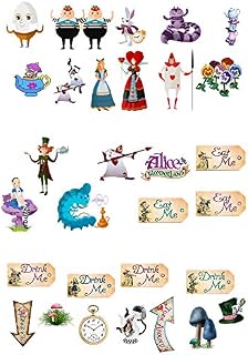 30 Stand Up Alice in Wonderland Mad Hatters Tea Party Premium Edible Wafer Paper Cake Toppers - New