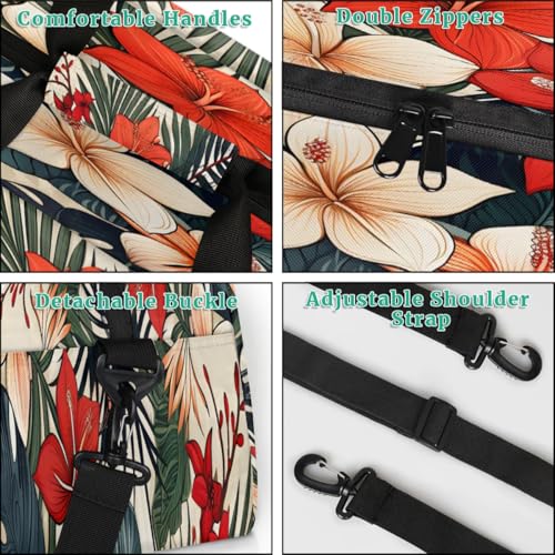 Palm Poppy Flower Sports Duffle Bags Travel Duffle Bag Gym Bag Weekender Travel Bag Waterproof Overnight Bag Carry On Travel Tote Bag Dance Bags4