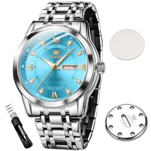 Image of OLEVS Men Watch Business Dress Diamond Luxury Watch Luminous Easy to Read Date Waterproof Stainless Steel Quartz Analog Simple Dress Watch