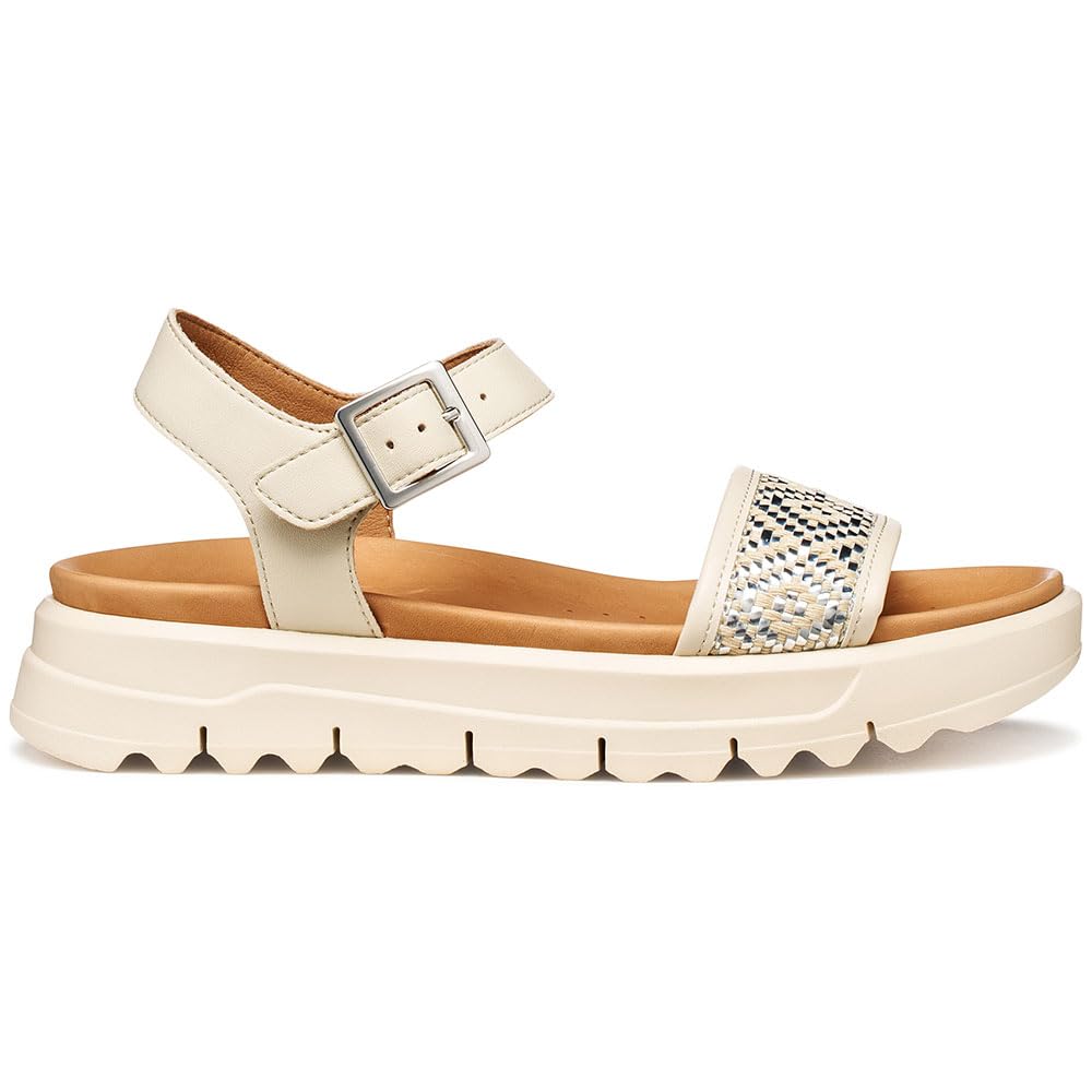 Geox Women's D XAND 2.1S C Wedge Sandal, Papyrus, 37 EU
