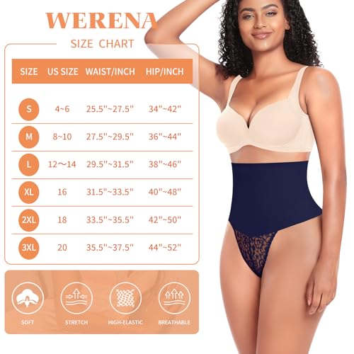Image of Werena Thong Shapewear for Women Mid High Waisted Shaper Panties Girdle