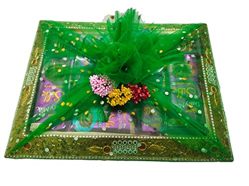 Image of 3A Featuretail Dual Color Combo of 42inch Width Dotted Mesh Net Fabric for Decoration, Fruit /Dryfruit /Gift Packing & Tray Packing (5 Meter Each Color, Pink, Green, Light Blue, Golden & Peach)