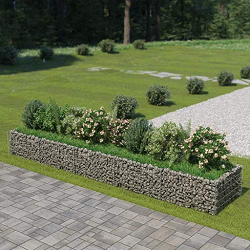 Festnight Jardinera de Gaviones Exterior Grandes de Acero 450x90x50 cm