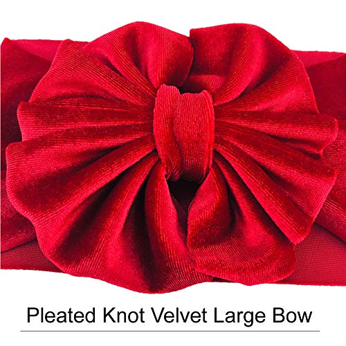 8 PACK Elastic Stretchy Elastic Soft Wide Velvet Bowknot Bow Headbands Hairband Knot Turban Headwraps Hair Bows Accessories for Kids Toddler Infant Newborn Baby Girl Bulk