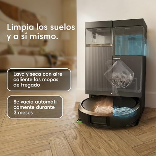 Miniatura 3 de iRobot Roomba Plus 415 Combo y Base AutoWash multifunción, Robot Aspirador y Friegasuelos, 20.000Pa, Mopa Extensible, Mopas DualClean Elevables, Secado Calor, LiDAR Clearview, Autonomía 90 Días,Negro