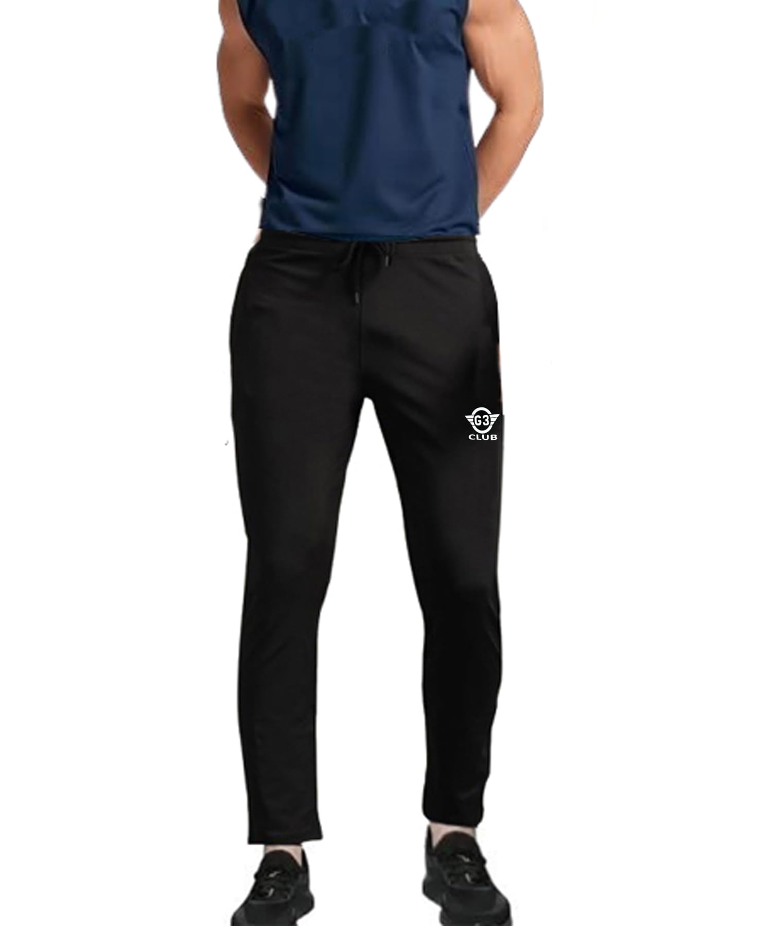 autoretail Men Track Pants & Trousers for Gym Workout,Running,Training,Fitness,Sports,Yoga,Track Pants,Lower,Trousers Activewear Stretchable 4 Way Lycra Track Pants with 2 Side Pockets Black-picture-34