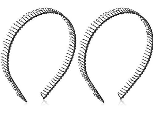 Hairstyle 2 Pcs Metal Black Slim Spring Headband Hair Style