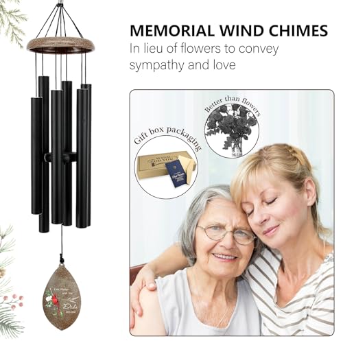 Image of ASTARIN Custom Cardinal Memorial Wind Chimes, 35 inch Sympathy Gifts Wind Chime for Loss of Mom Dad Sister Son, Personalized Name Date Bereavement Condolence Gift for Outside Outdoor, Produced in Texas