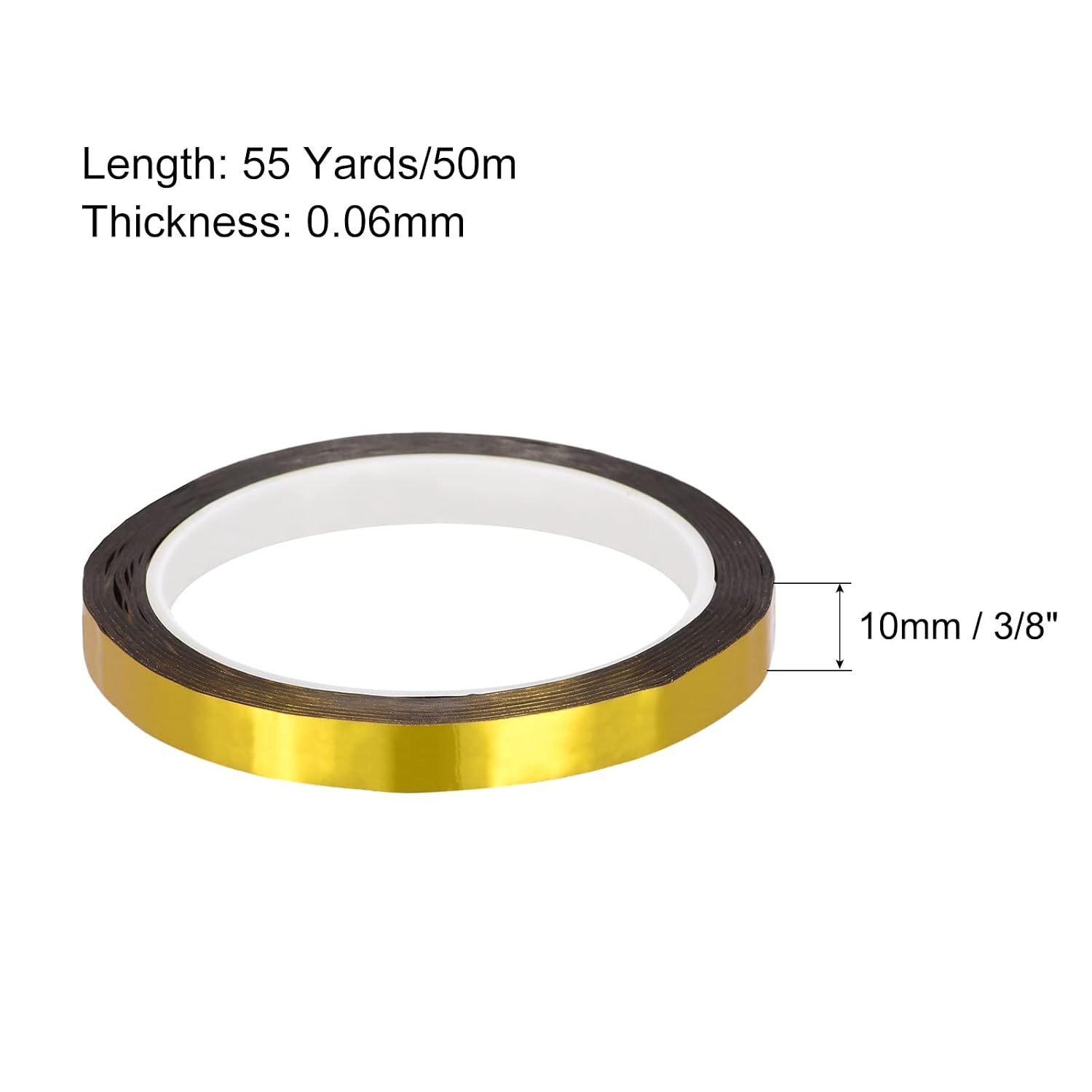 MECCANIXITY Gold Tone Metalized Tape 3/8 Inch x 55 Yards Decor Tape for Detailing Accent Wall, Graphic Arts
