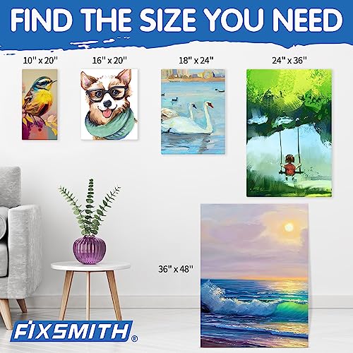 Image of FIXSMITH Stretched White Blank Canvas - 18x24 Inch, 4 Pack,Primed Large Canvas,100% Cotton,5 /8 Inch Profile of Super Value Pack for Acrylics,Oils & Other Painting Media