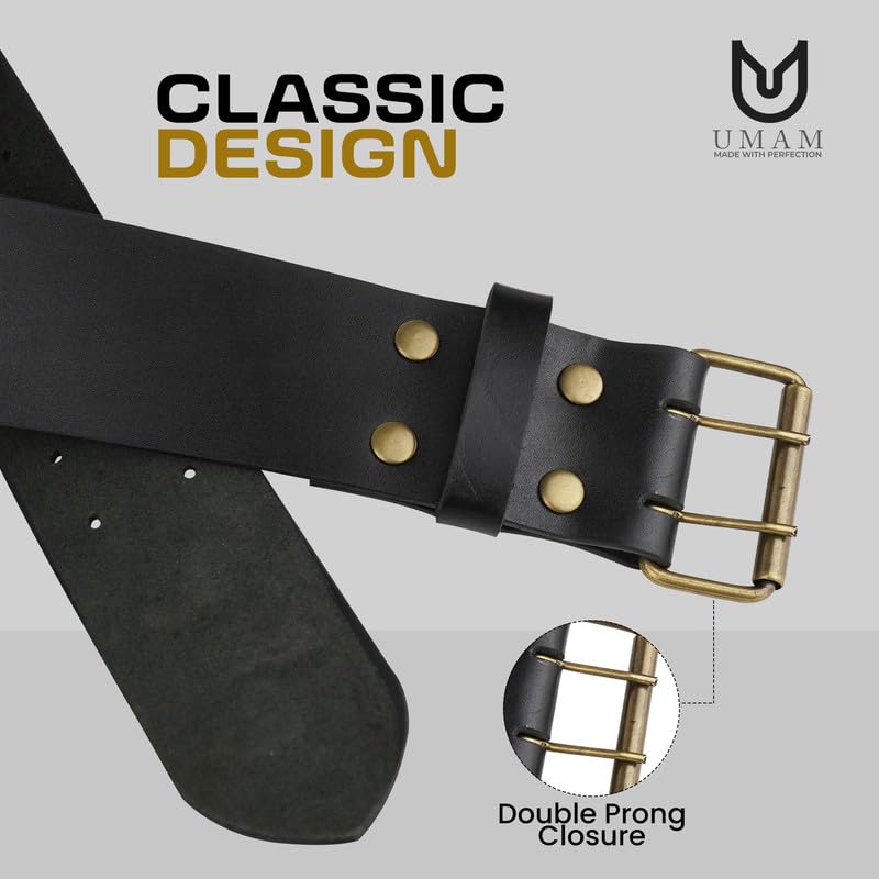 Leather Kilt Belt-Heavy-Duty wide Genuine with Double Prong Buckle, Adjustable Fit-Rugged Appeal2