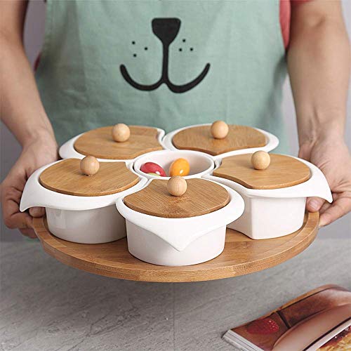 Zsqai 6Piece Condiment Server Set, Tabletop Serving Trays For Parties, Serving Bowls For Parties With Rack Holder, Ceramic Dip Bowls For Snacks, Relish Tray For Entertaining #TOP4
